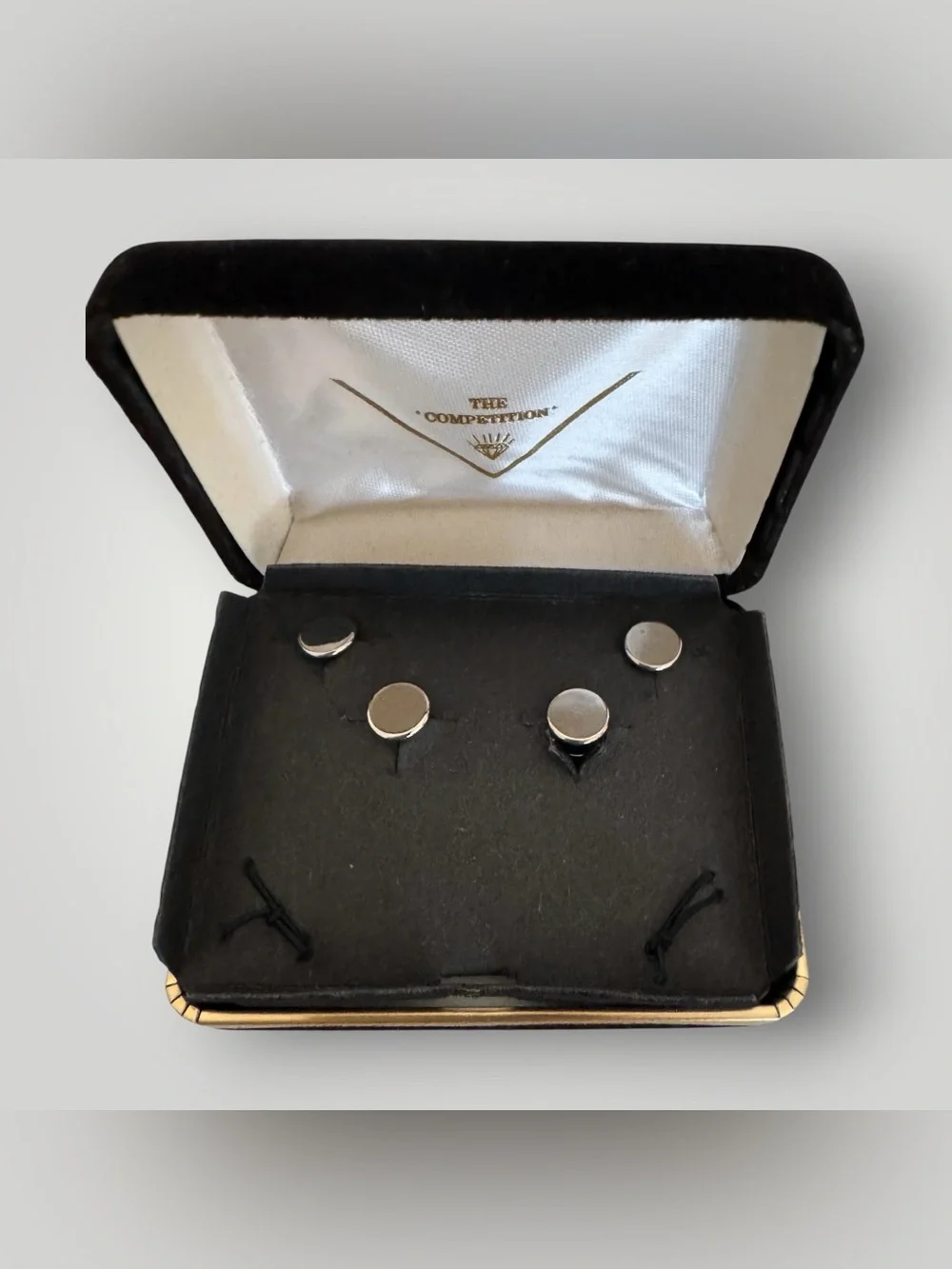 The Competition Vintage Men's Silver-Tone & Glittered Cufflinks Set